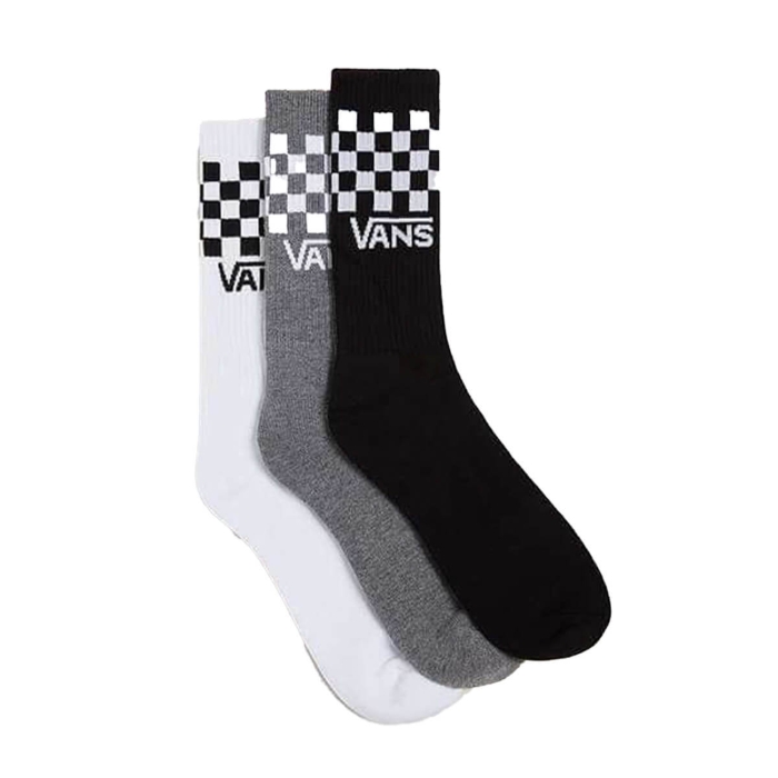 VANS CLASSIC CHECK CREW SOCKS (3PK) BLACK/WHITE L