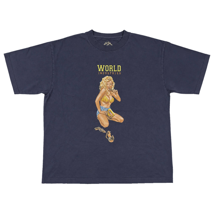 WORLD INDUSTRIES KAREEM CAMPBELL FUDGESICLE PREMIUM T-SHIRT NAVY L