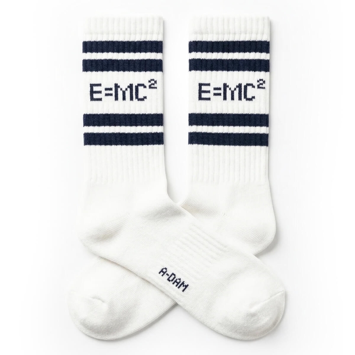 ADAM CREW SOCKS WHITE E=MC2 INT 1001 A-DAM WHITE 36-40