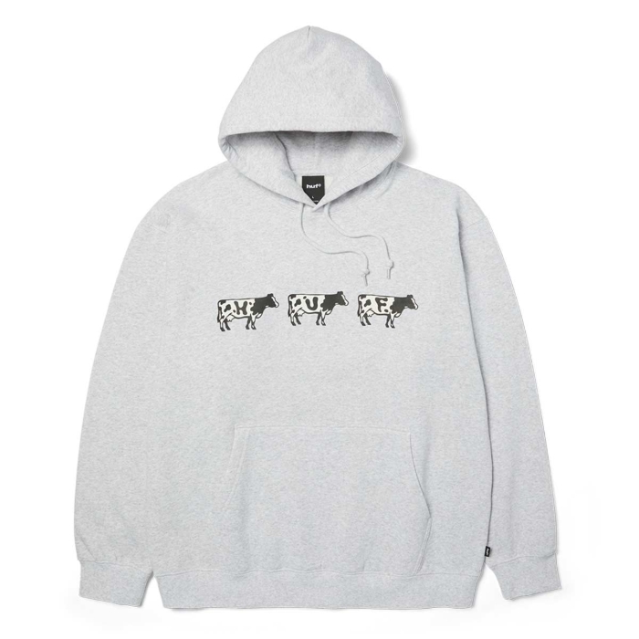 HUF MOO HOODIE PULLOVER HEATHER GREY S