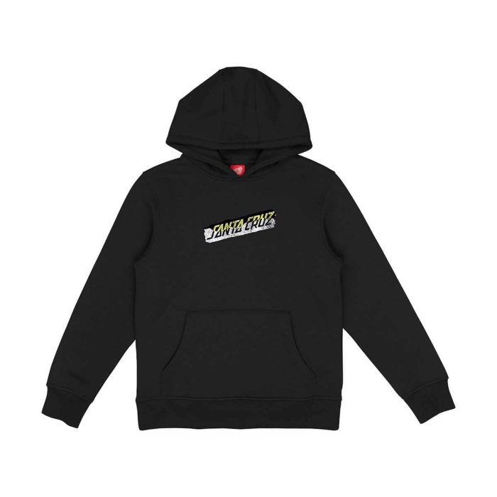 SANTA CRUZ YOUTH DAMAGED HAND HOOD PULLOVER BLACK 12-14