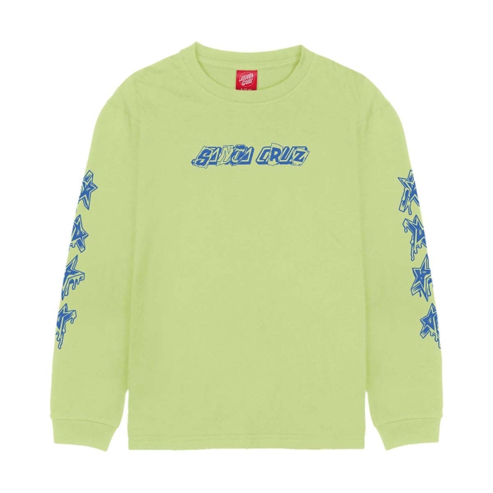 SANTA CRUZ YOUTH PAY OFF STRIP LS T-SHIRT GREEN GLOW 6-8