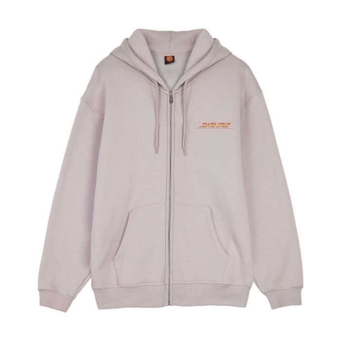 SANTA CRUZ CLASSIC STRIP FADE ZIP HOOD PULLOVER WARM GREY S