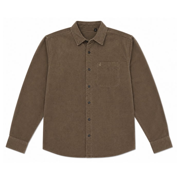 VOLCOM ZANDER CORDUROY LS SHIRT EARTH XL